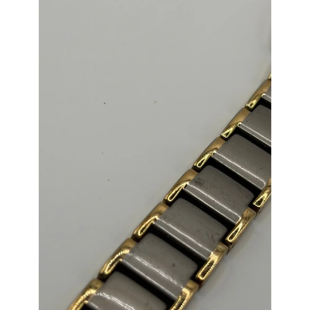 Delta Burke Rectangular Dial Two-Tone Quartz Watch Gold Silver Stainless Steel‎